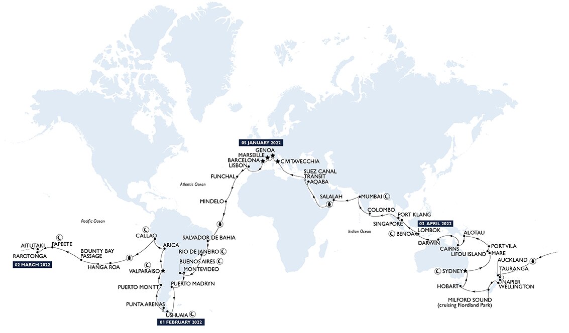 Msc World Cruise 2022 Msc Cruises Cruise Calendar 2022