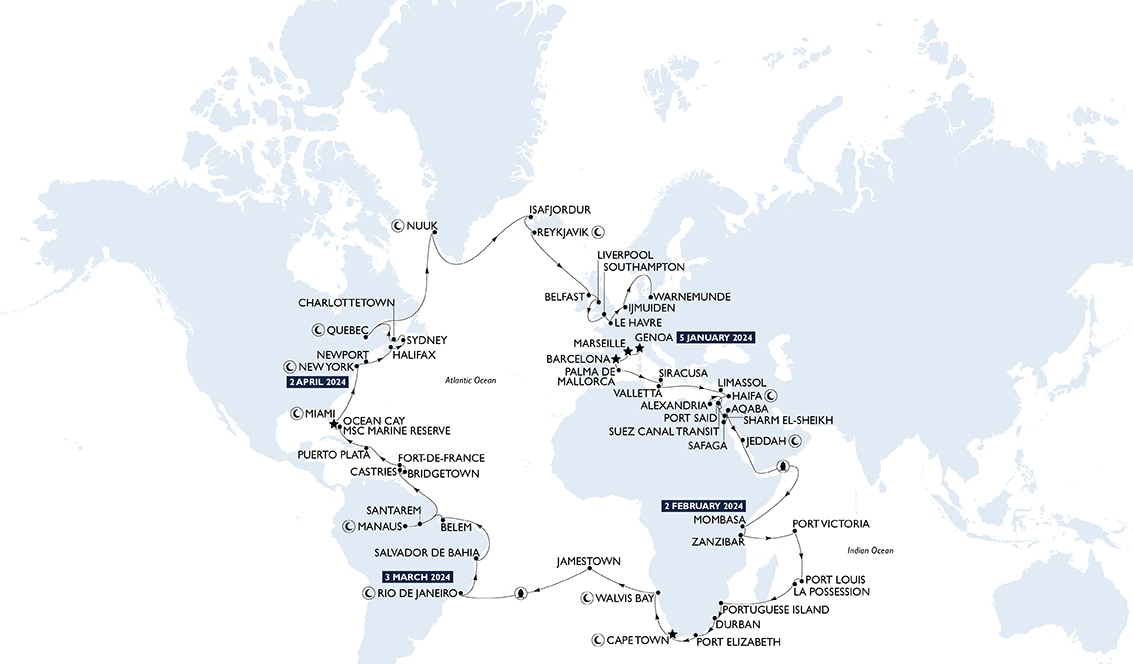 MSC World Cruise 2024| MSC Cruises MSC World Cruise 2024| MSC Cruises