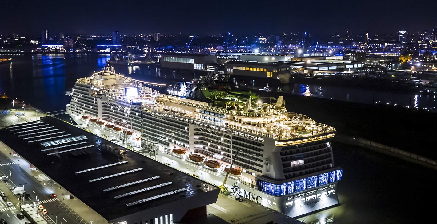 MSC Grandiosa Lights Up Hamburg’s Elbe River At Official Christening Event