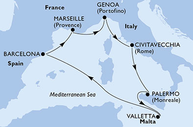 Spain, France, Italy, Malta