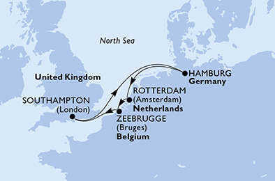 Route map for Christmas Markets from Southampton, 6 nights from Southampton